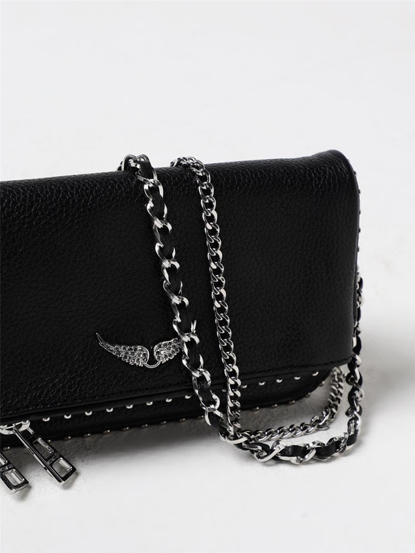 쟈딕 앤 볼테르 FW24 Zadig & Voltaire Rock Nano Bag in Grained Leather with Studs LWBA00006 001 Black