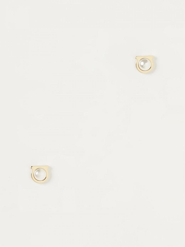 페라가모 FW24 Pearl earrings Gancini Ferragamo 760121 696454 001 Gold