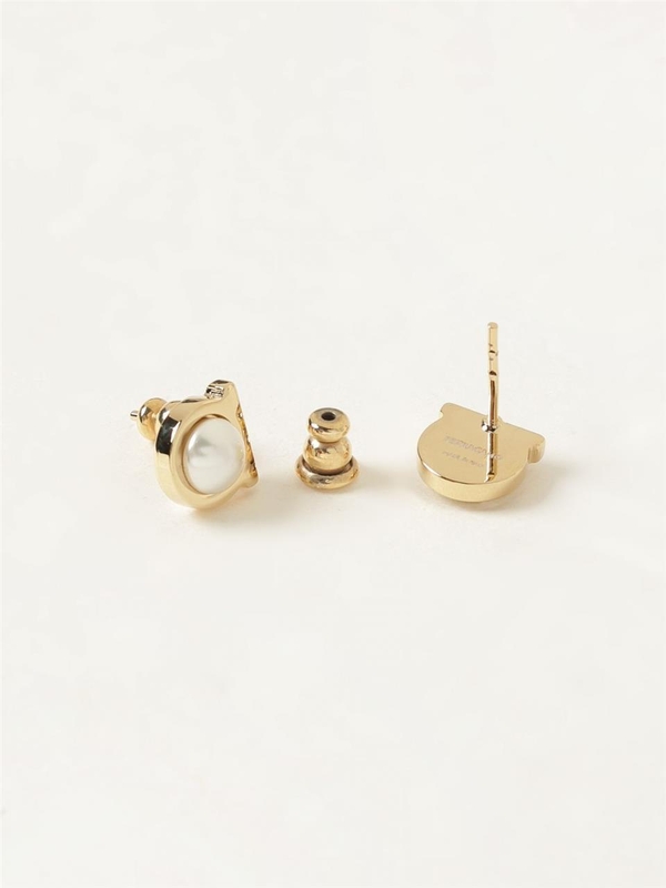 페라가모 FW24 Pearl earrings Gancini Ferragamo 760121 696454 001 Gold