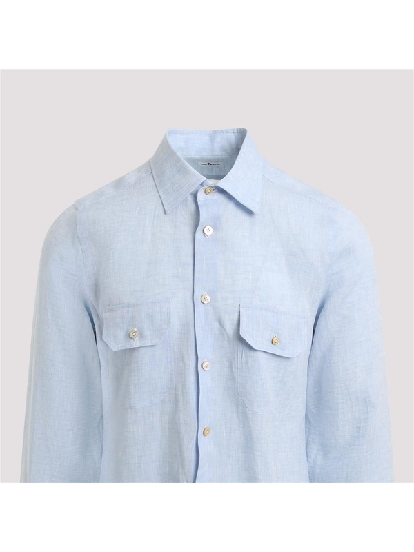 키톤 SS25 Kiton Linen Shirt UCWMH0921302000 Blue