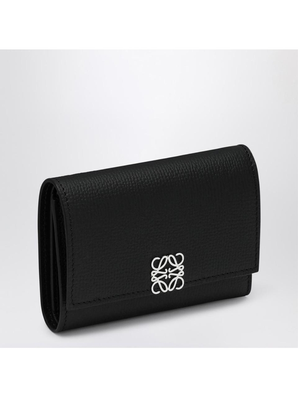 로에베 SS25 Loewe Anagram small vertical wallet in black leather C821S33X12LE Black