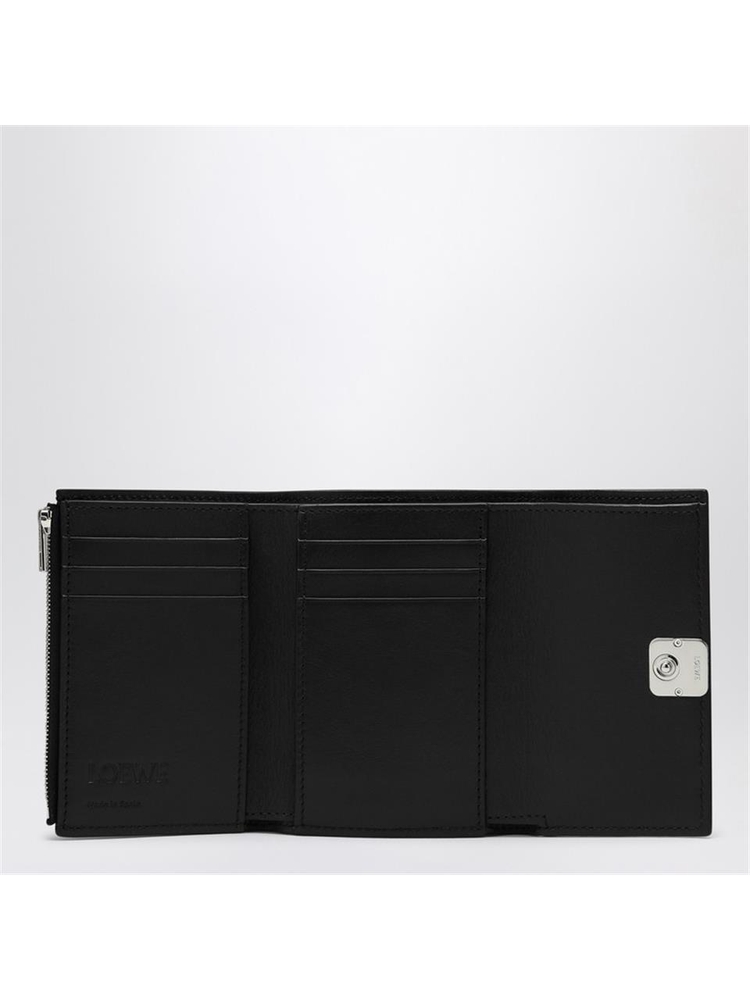 로에베 SS25 Loewe Anagram small vertical wallet in black leather C821S33X12LE Black