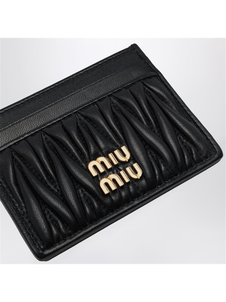 미우미우 SS25 Miu Miu Black matelasse leather cardholder 5MC076AFPP Black