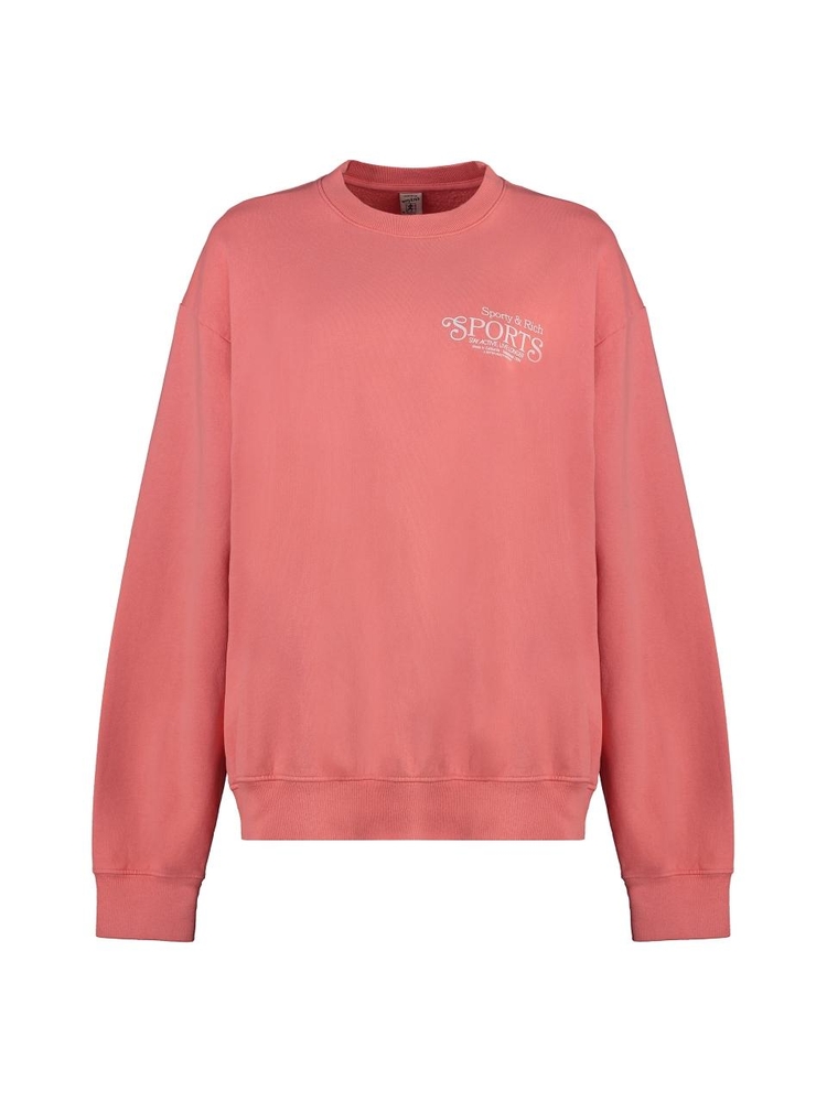 스포티앤리치 SS23 Cotton crew-neck sweatshirt CR851ST_STRAWBERRYWHITE Coral