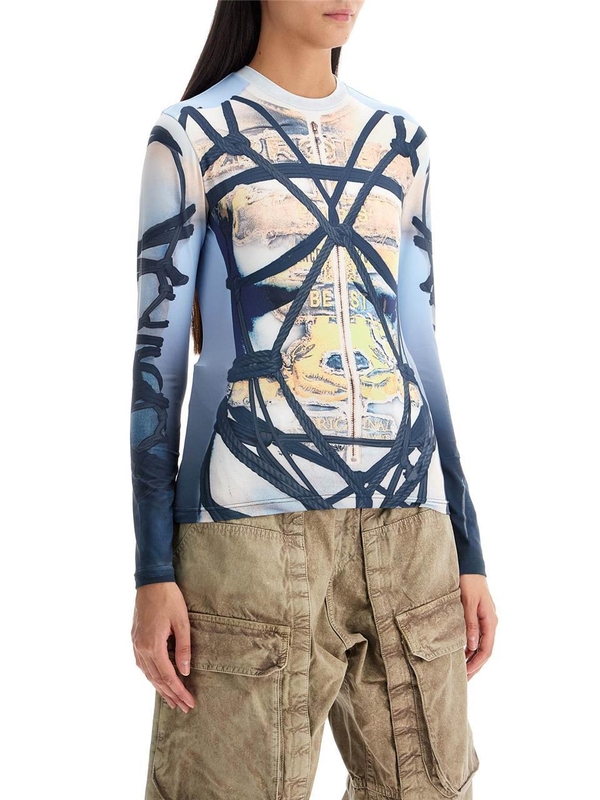 와이프로젝트 FW24 long-sleeved bondage print 104TO012 J104 BLUE/BLACK