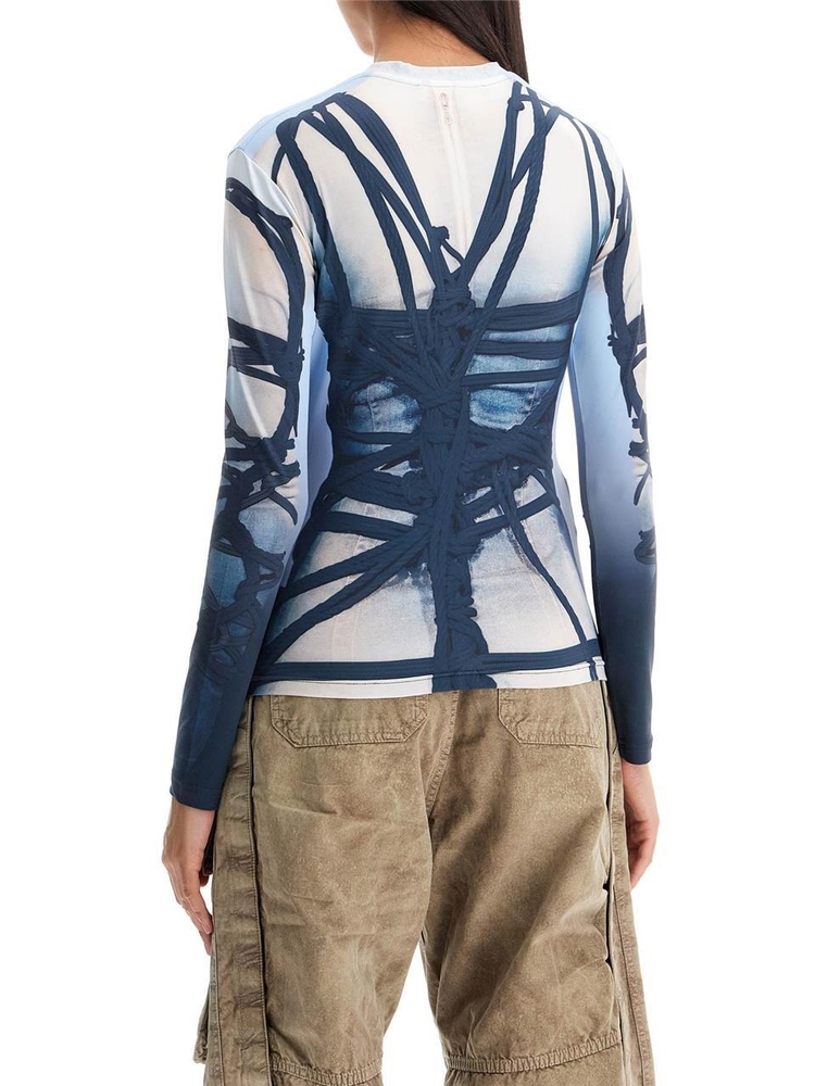 와이프로젝트 FW24 long-sleeved bondage print 104TO012 J104 BLUE/BLACK