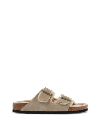 버켄스탁 FW24 narrow fit arizona shearling slides 1028293 TAUPE