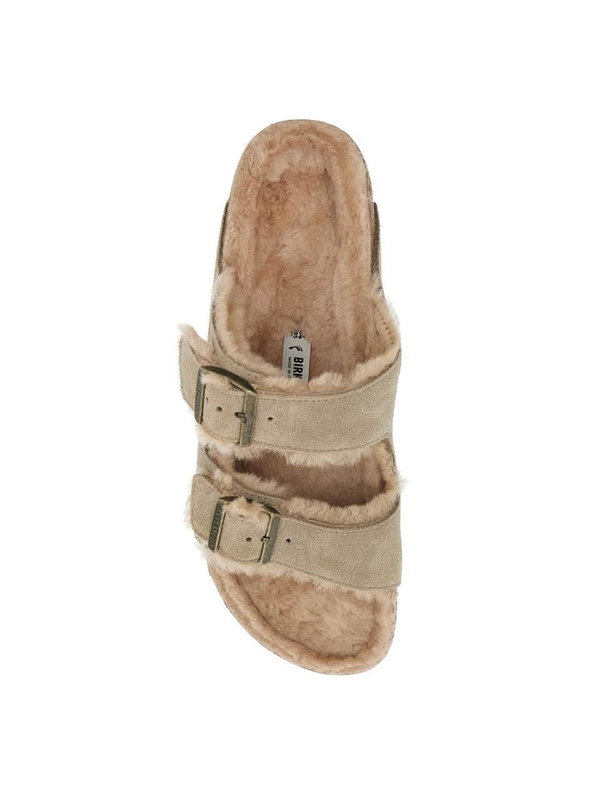 버켄스탁 FW24 narrow fit arizona shearling slides 1028293 TAUPE