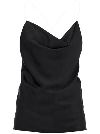 와이프로젝트 FW24 satin top with draped neckline and low 102TO006 F535 EVERGREEN BLACK