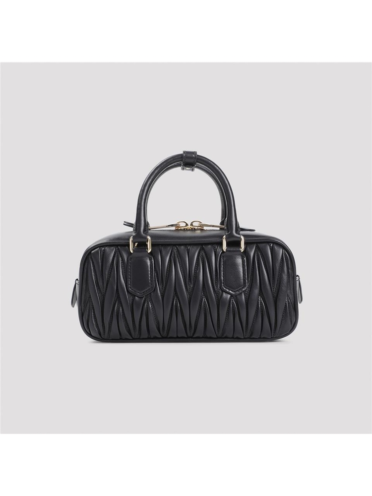 미우미우 SS25 Miu Miu Matelasse Leather Handbag 5BB142VOON.AN88 Black