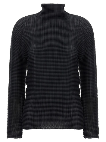 이세이미야케 FW24 Wooly Pleats blouse IM48FJ40515 Black  