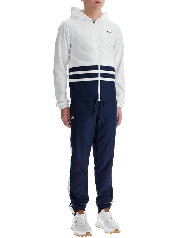 라코스테 FW24 hooded sports tracksuit WH7566 AD WHITE NAVY BLUE WHITE