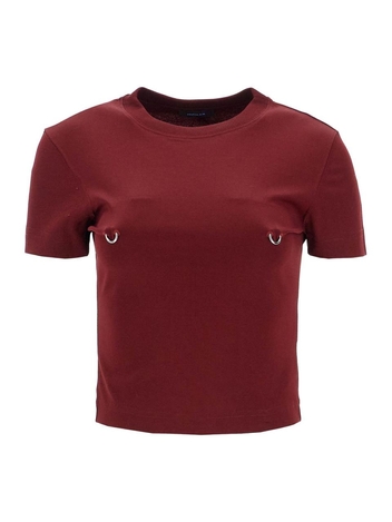 뮈글러 FW24 cropped t-shirt with piercing 24W3TS0108274 BLOOD RED