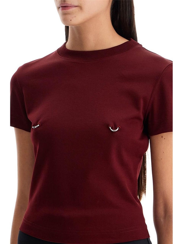 뮈글러 FW24 cropped t-shirt with piercing 24W3TS0108274 BLOOD RED