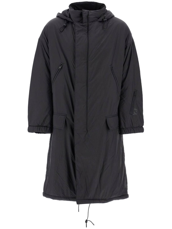 와이쓰리 FW24 long padded nylon parka coat IW7486 BLACK