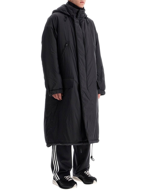 와이쓰리 FW24 long padded nylon parka coat IW7486 BLACK