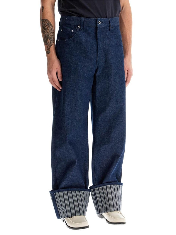 자크뮈스 FW24 baggy with maxi cuff  baggy jeans with 246DE068 1513 NAVY/NAVY STRIPE