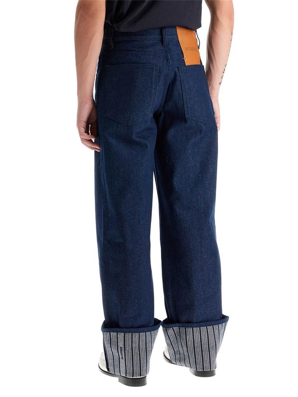 자크뮈스 FW24 baggy with maxi cuff  baggy jeans with 246DE068 1513 NAVY/NAVY STRIPE