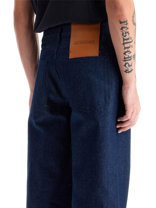 자크뮈스 FW24 baggy with maxi cuff  baggy jeans with 246DE068 1513 NAVY/NAVY STRIPE