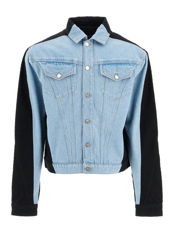 뮈글러 FW24 two-tone denim jacket 24F6VE0423247 TOKYO BLUE BLACK