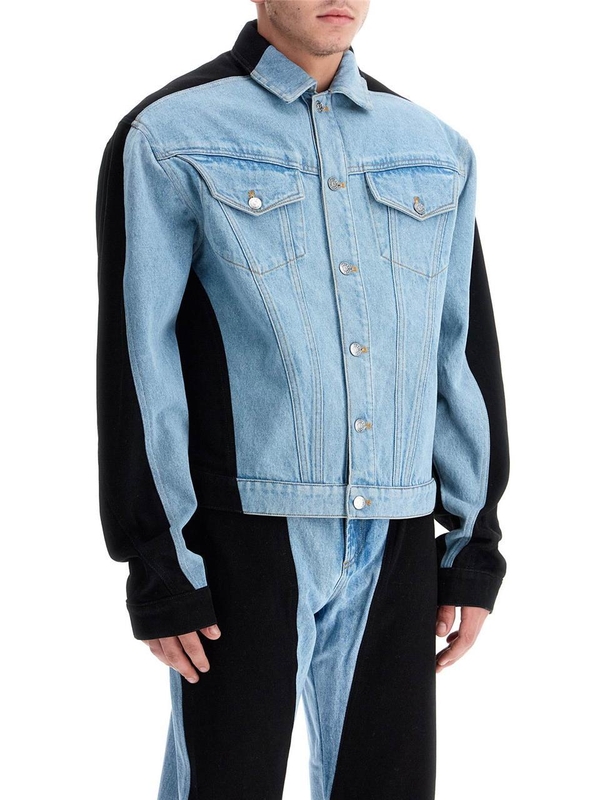 뮈글러 FW24 two-tone denim jacket 24F6VE0423247 TOKYO BLUE BLACK