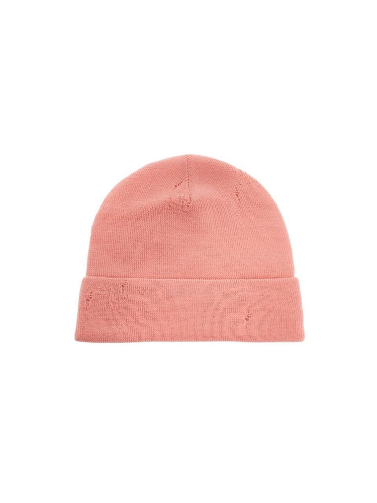 아크네 스튜디오 FW24 distressed wool beanie hat in C40359 PINK