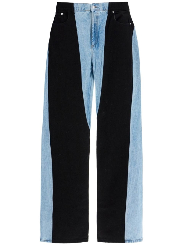 뮈글러 FW24 two-tone denim jeans 24F6PA0453247 TOKYO BLUE BLACK