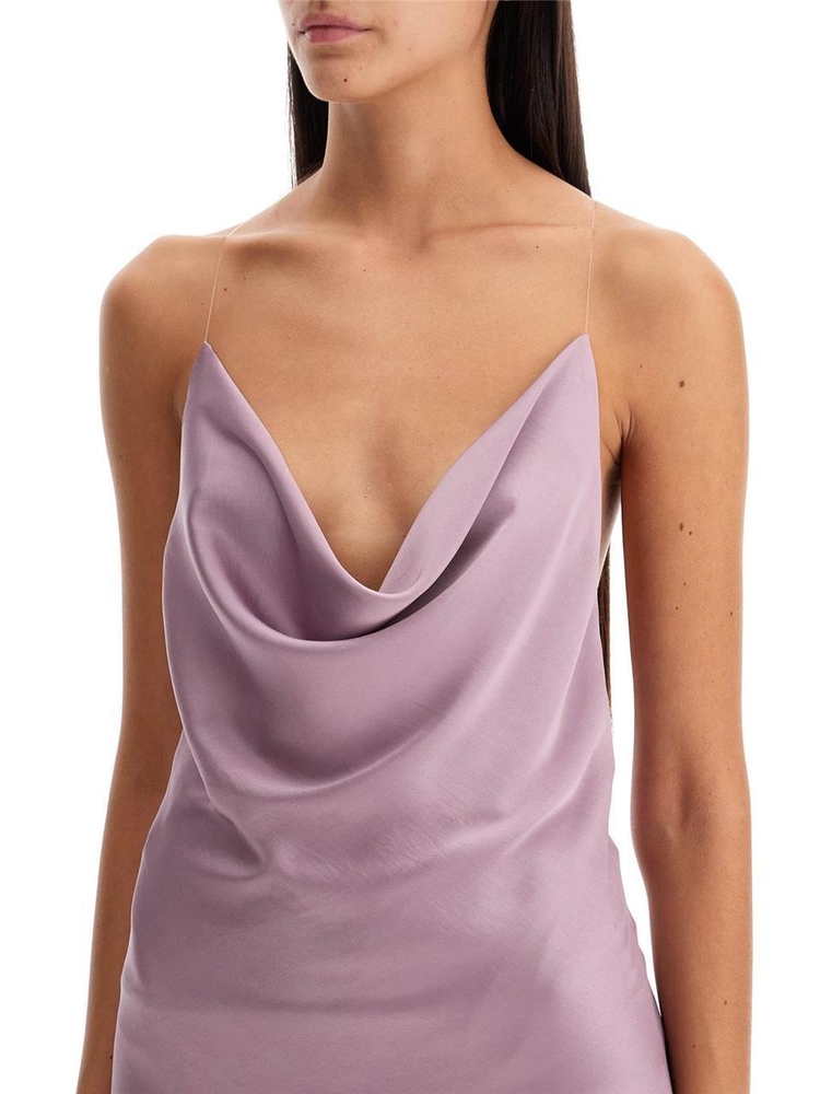 와이프로젝트 FW24 mini satin slip dress with spaghetti straps 102DR017 F535 EVERGREEN MAUVE