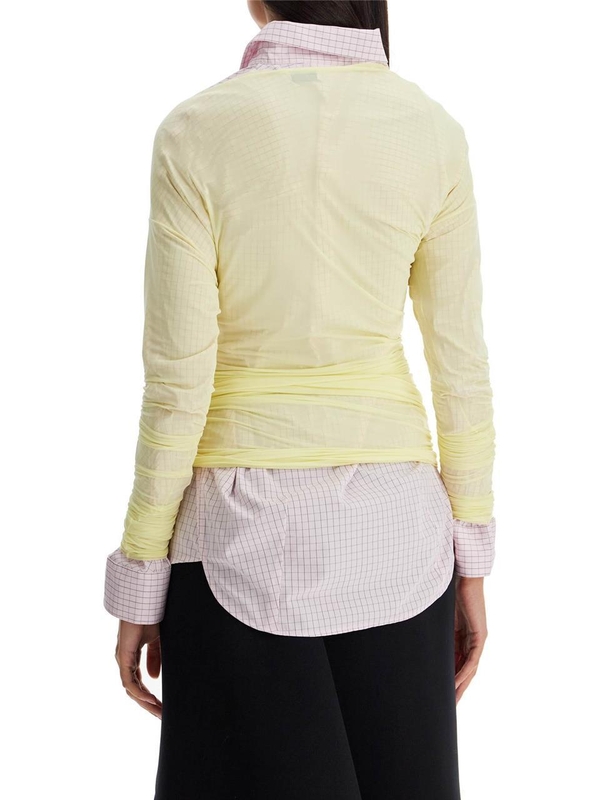 드리스반노튼 FW24 long-sleeved draped top with 242 011143 9204 PALE YELLOW