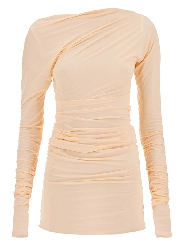 드리스반노튼 FW24 long-sleeved draped top with 242 011143 9204 BLUSH