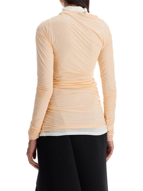 드리스반노튼 FW24 long-sleeved draped top with 242 011143 9204 BLUSH