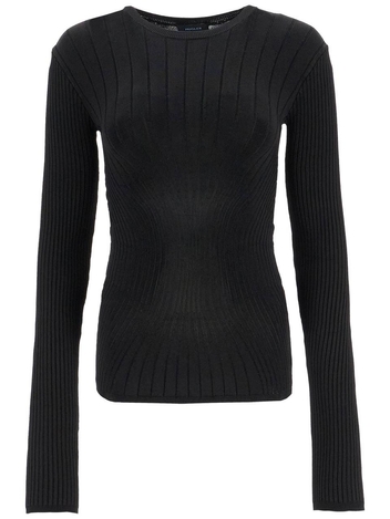 뮈글러 FW24 ribbed knit top with long sleeves 24F2TO07191116 BLACK