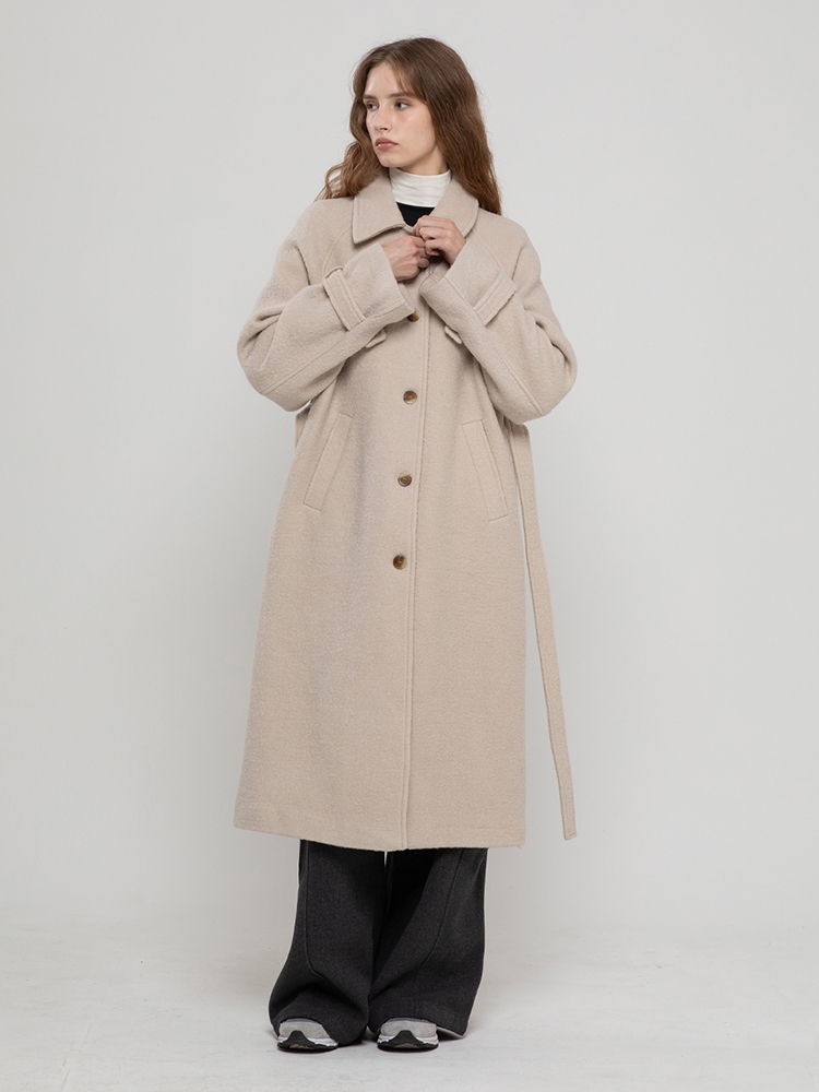 WOOL 100 LONG BALMACAN COAT IVORY