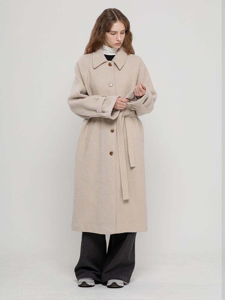 WOOL 100 LONG BALMACAN COAT IVORY