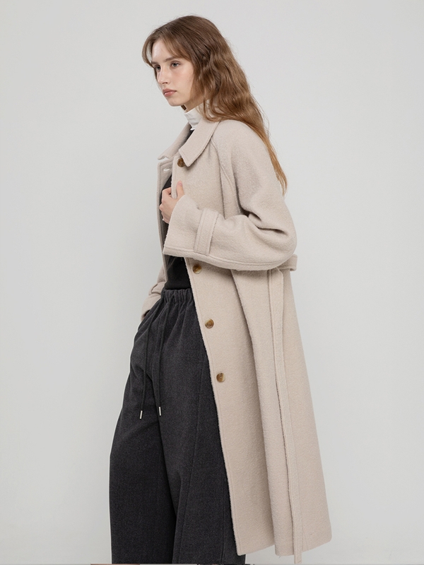 WOOL 100 LONG BALMACAN COAT IVORY