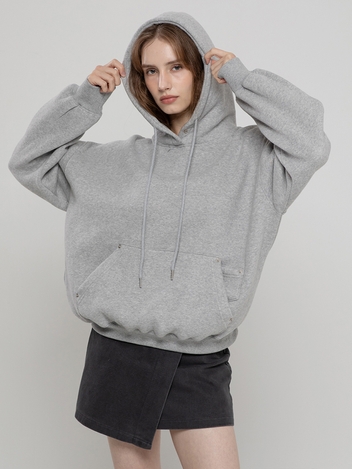 REGULAR SIMPLE POCKET HOODIE M/GREY