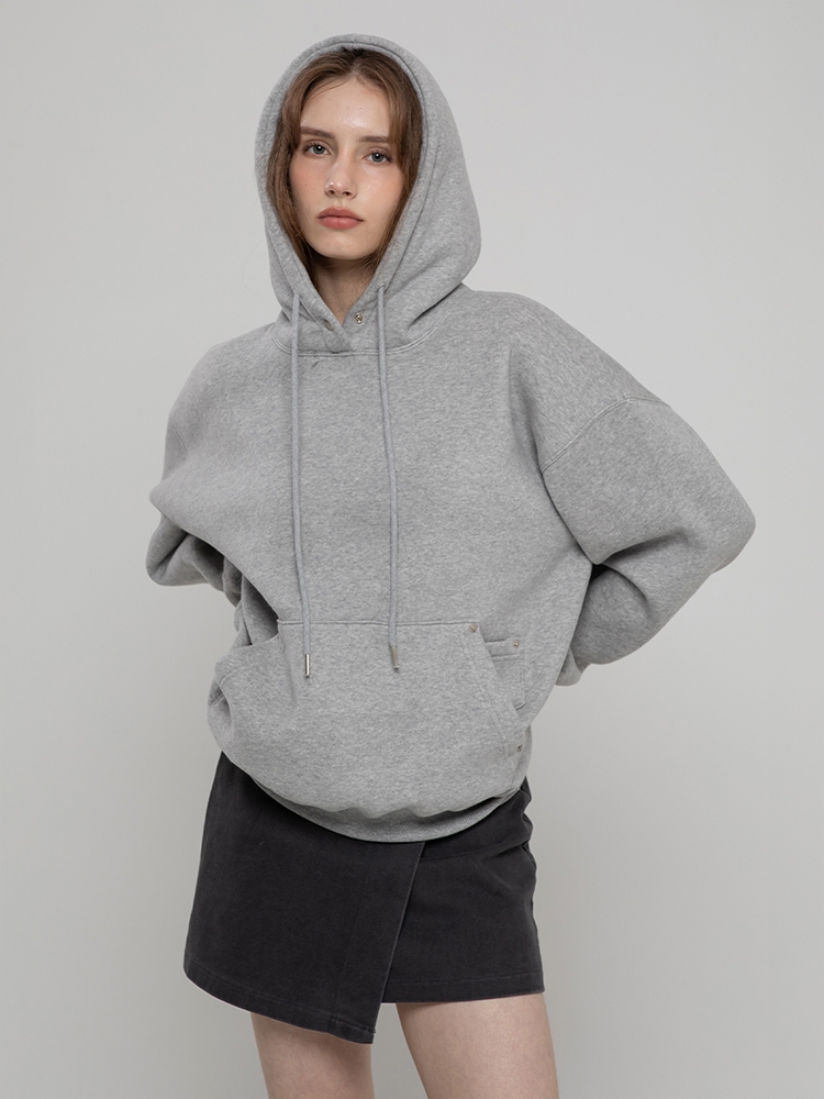 REGULAR SIMPLE POCKET HOODIE M/GREY