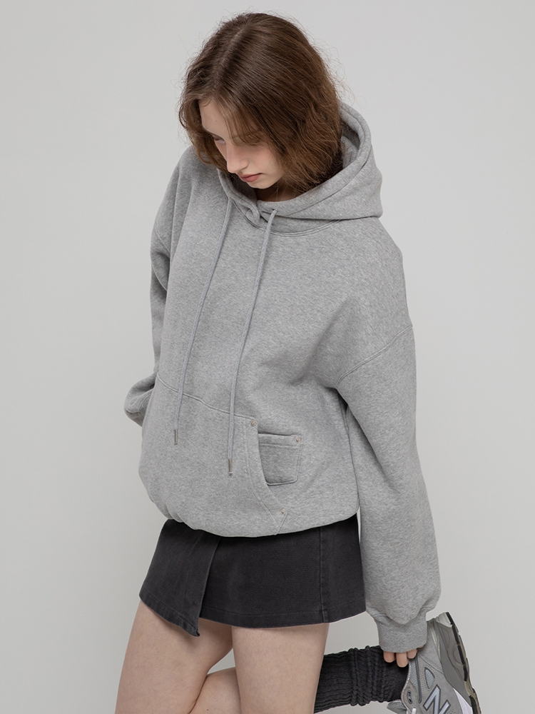 REGULAR SIMPLE POCKET HOODIE M/GREY