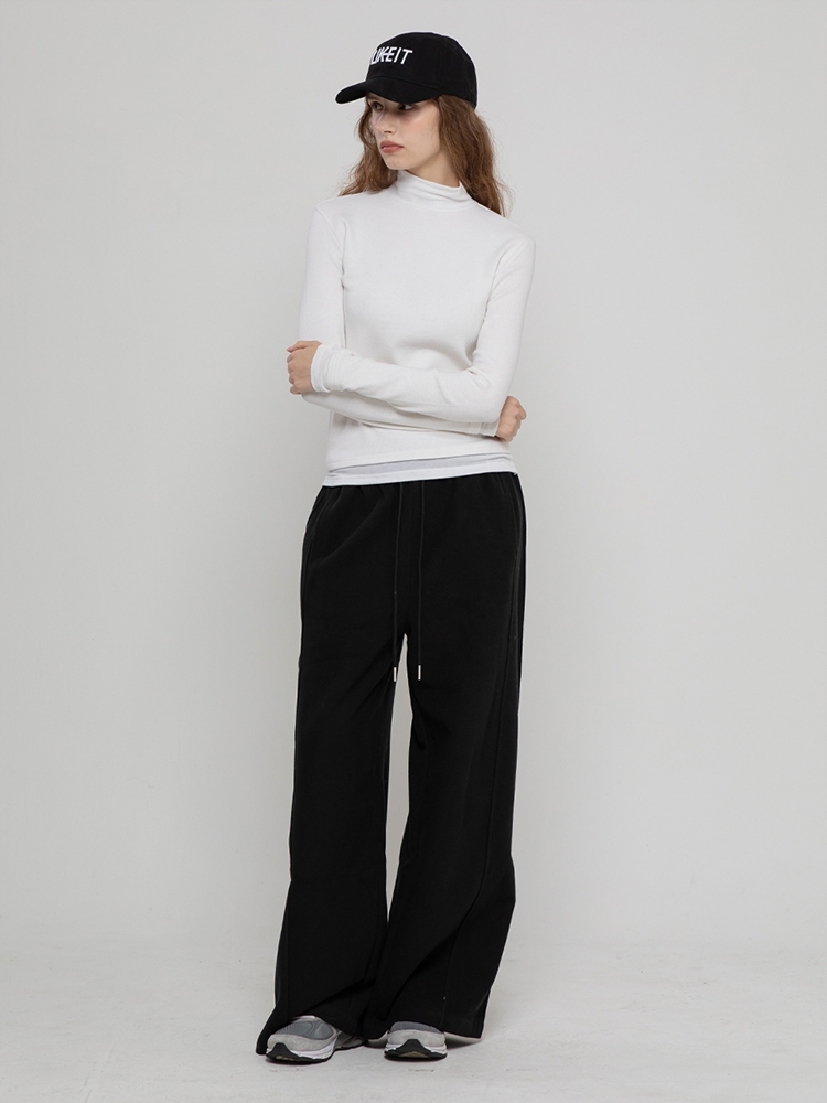 WOOL WIDE RELAX PANTS BLACK