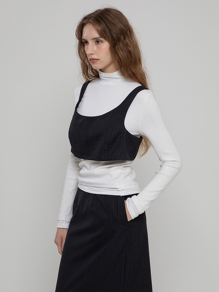 WOOL LAYERED HIGH NECK TOP WHITE