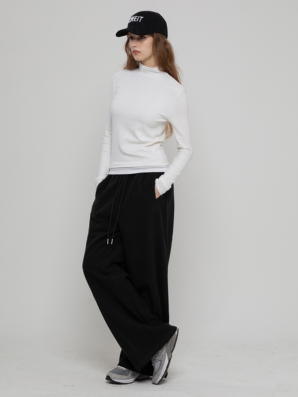 WOOL LAYERED HIGH NECK TOP WHITE