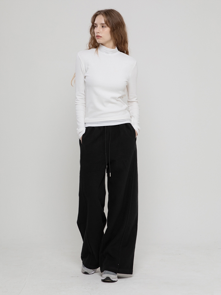 WOOL LAYERED HIGH NECK TOP WHITE