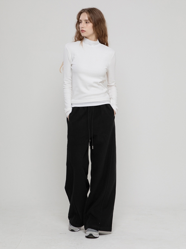 WOOL LAYERED HIGH NECK TOP WHITE