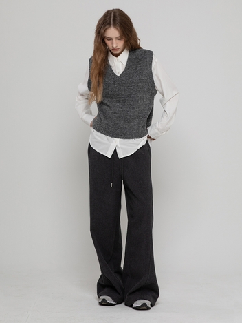 WOOL WIDE RELAX PANTS CHARCOAL