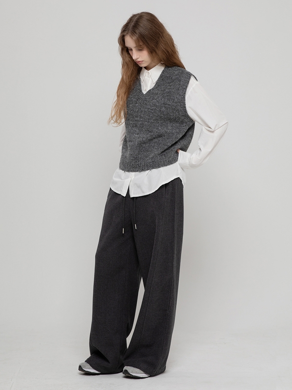 WOOL WIDE RELAX PANTS CHARCOAL