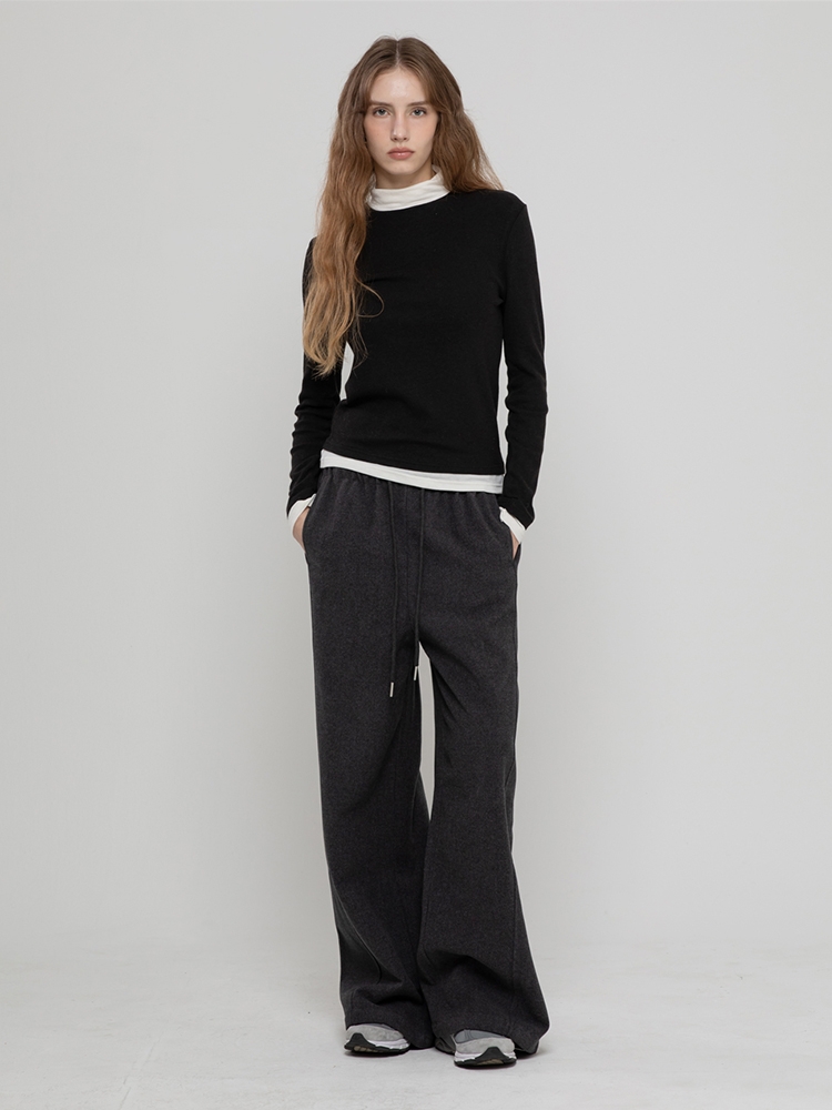 WOOL WIDE RELAX PANTS CHARCOAL