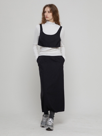 URBAN STRIPE H LONG SKIRT CHARCOAL