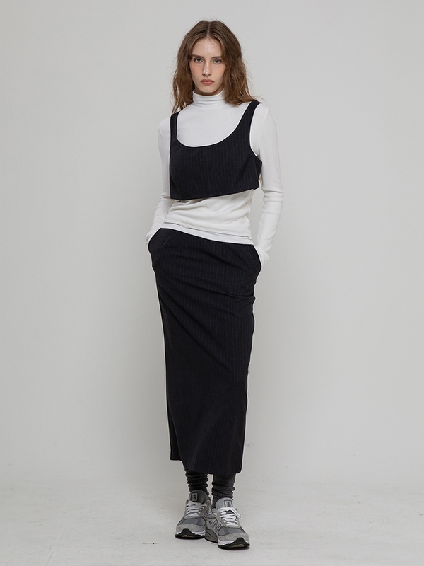 URBAN STRIPE H LONG SKIRT CHARCOAL