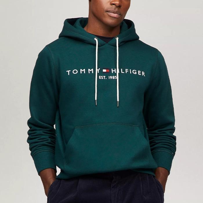 타미힐피거 남성 Tommy 로고 후드티 Cypress Green