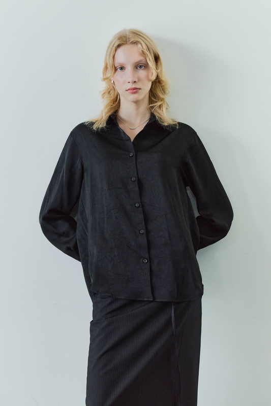  BASIC SATIN SHIRTS / BLACK